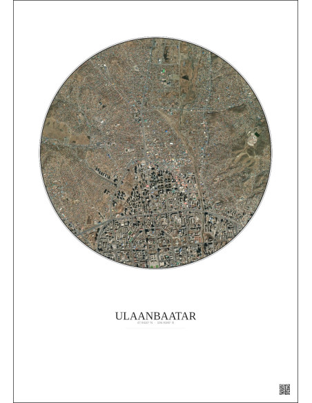 Affiche Ulaanbaatar – Poster vue satellite 2.5km Couleur | Gravura – Fond clair