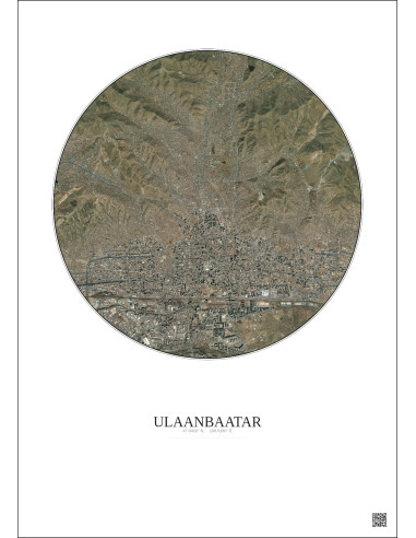 Affiche Ulaanbaatar – Poster vue satellite 6km Couleur | Gravura – Fond clair