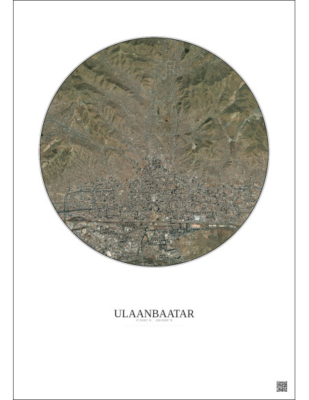 Affiche Ulaanbaatar – Poster vue satellite 6km Couleur | Gravura – Fond clair