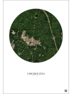Chichen Itza Satellite View Poster 0.5km Color | Gravura – Light background