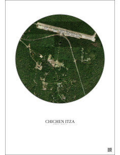 Chichen Itza Satellite View Poster 1km Color | Gravura – Light background