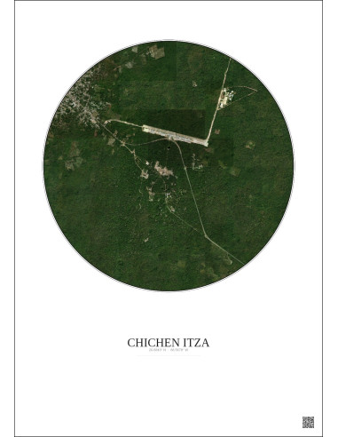 Chichen Itza Satellite View Poster 2.5km Color | Gravura – Light background