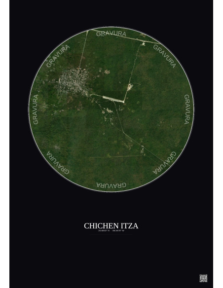 Chichen Itza Satellite View Poster 5km Color | Gravura – Dark background