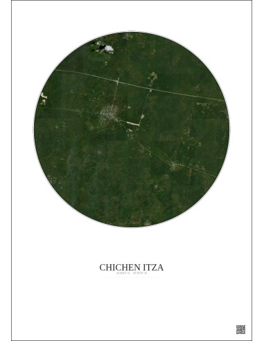 Chichen Itza Satellite View Poster 10km Color | Gravura – Light background