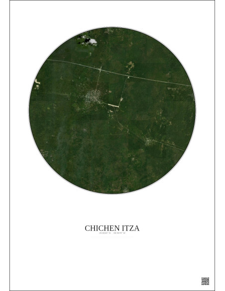 Chichen Itza Satellite View Poster 10km Color | Gravura – Light background