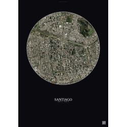 Affiche Santiago – Poster vue satellite 2.5km Couleur | Gravura – Fond foncé