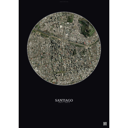 Affiche Santiago – Poster vue satellite 2.5km Couleur | Gravura – Fond foncé