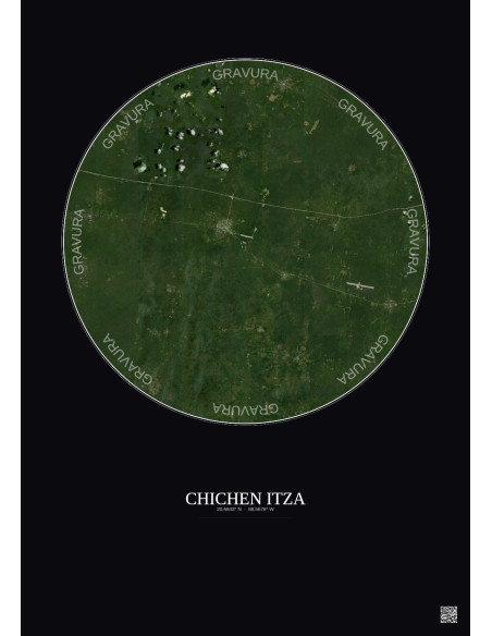 Chichen Itza Satellite View Poster 20km Color | Gravura – Dark background
