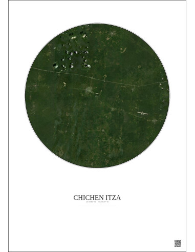 Chichen Itza Satellite View Poster 20km Color | Gravura – Light background