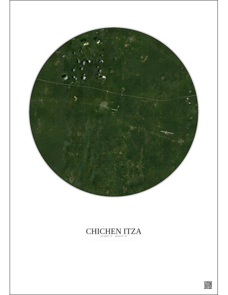 Chichen Itza Satellite View Poster 20km Color | Gravura – Light background