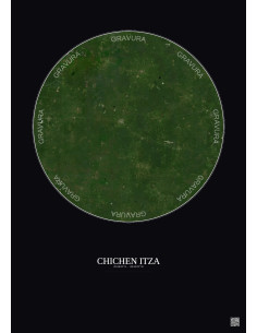 Chichen Itza Satellite View Poster 30km Color | Gravura – Dark background
