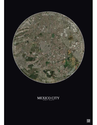 Mexico City Satellite View Poster 10km Color | Gravura – Dark background