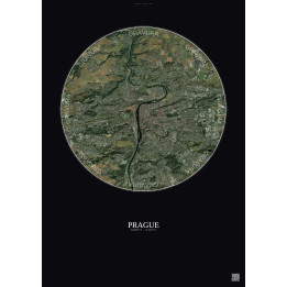 Affiche Prague – Poster vue satellite 10km Couleur | Gravura – Fond foncé