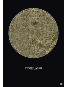 Affiche Teotihuacan – Poster vue satellite 20km Couleur | Gravura – Fond foncé