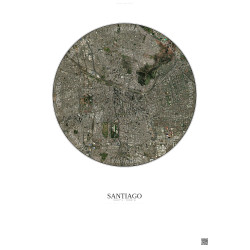 Affiche Santiago – Poster vue satellite 6km Couleur | Gravura – Fond clair