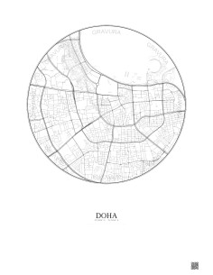 Affiche Doha – Poster carte de ville 2.5km | Gravura – Fond clair