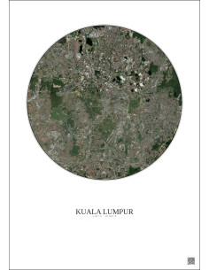 Affiche Kuala Lumpur – Poster vue satellite 10km Couleur | Gravura – Fond clair