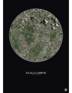 Affiche Kuala Lumpur – Poster vue satellite 6km Couleur | Gravura – Fond foncé