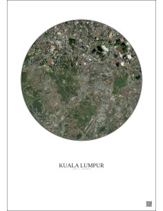Kuala Lumpur Satellite View Poster 6km Color | Gravura – Light background