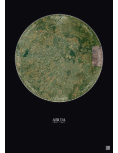 Abuja Satellite View Poster 10km Color | Gravura – Dark background