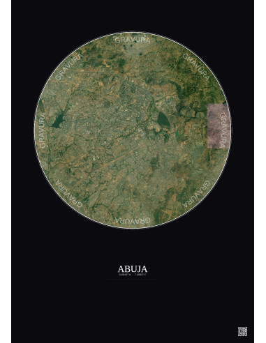 Abuja Satellite View Poster 10km Color | Gravura – Dark background