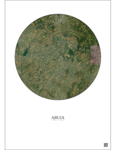Abuja Satellite View Poster 10km Color | Gravura – Light background