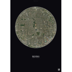 Affiche Beijing – Poster vue satellite 10km Couleur | Gravura – Fond foncé