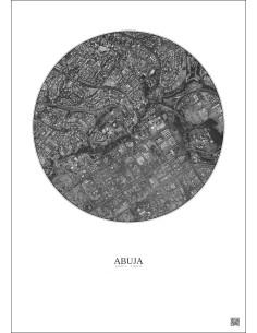 Abuja Satellite View Poster 2.5km B&W | Gravura – Light background