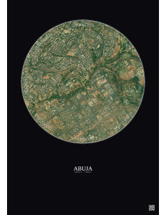 Abuja Satellite View Poster 2.5km Color | Gravura – Dark background