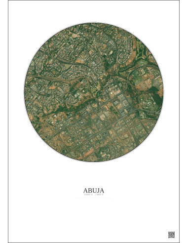 Affiche Abuja – Poster vue satellite 2.5km Couleur | Gravura – Fond clair