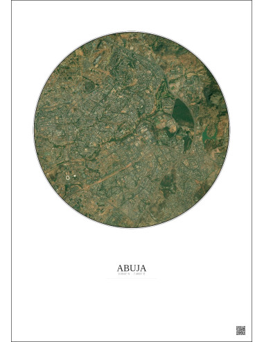 Affiche Abuja – Poster vue satellite 6km Couleur | Gravura – Fond clair