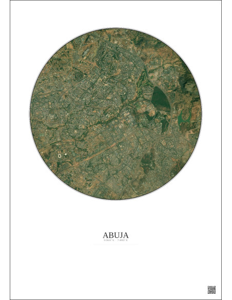 Affiche Abuja – Poster vue satellite 6km Couleur | Gravura – Fond clair