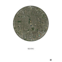 Affiche Beijing – Poster vue satellite 10km Couleur | Gravura – Fond clair