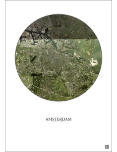 Amsterdam Satellite View Poster 10km Color | Gravura – Light background