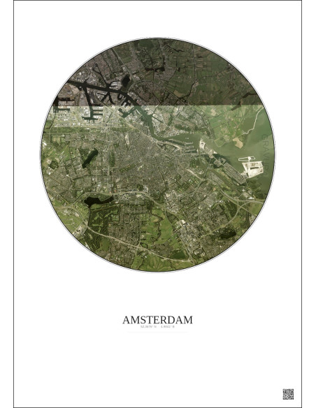 Amsterdam Satellite View Poster 10km Color | Gravura – Light background