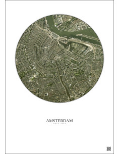 Amsterdam Satellite View Poster 2.5km Color | Gravura – Light background