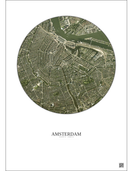 Amsterdam Satellite View Poster 2.5km Color | Gravura – Light background