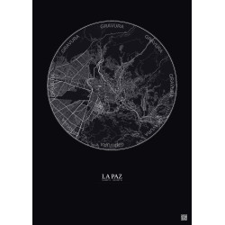 Affiche La Paz – Poster carte de ville 10km | Gravura – Fond foncé