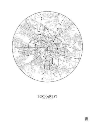 Bucharest City Map Poster 10km | Gravura – Light background