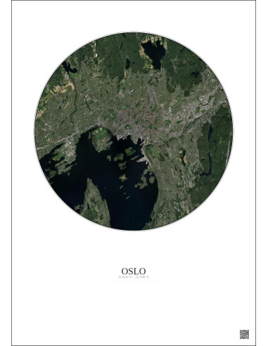 Affiche Oslo – Poster vue satellite 10km Couleur | Gravura – Fond clair
