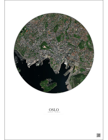 Affiche Oslo – Poster vue satellite 2.5km Couleur | Gravura – Fond clair