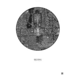 Affiche Beijing – Poster vue satellite 2.5km N&B | Gravura – Fond clair
