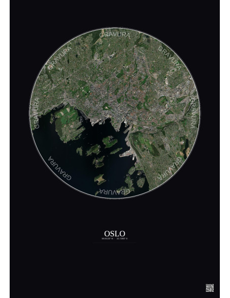 Affiche Oslo – Poster vue satellite 6km Couleur | Gravura – Fond foncé