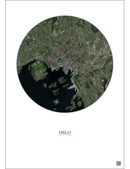 Affiche Oslo – Poster vue satellite 6km Couleur | Gravura – Fond clair