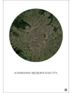 Affiche Kathmandu Metropolitan City – Poster vue satellite 10km Couleur | Gravura – Fond clair