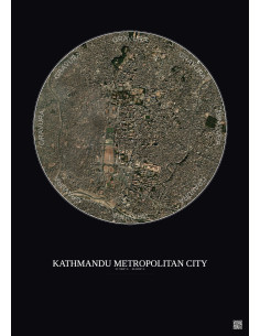 Kathmandu Metropolitan City Satellite View Poster 2.5km Color | Gravura – Dark background