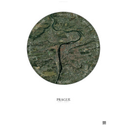 Affiche Prague – Poster vue satellite 6km Couleur | Gravura – Fond clair
