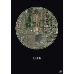 Affiche Beijing – Poster vue satellite 2.5km Couleur | Gravura – Fond foncé