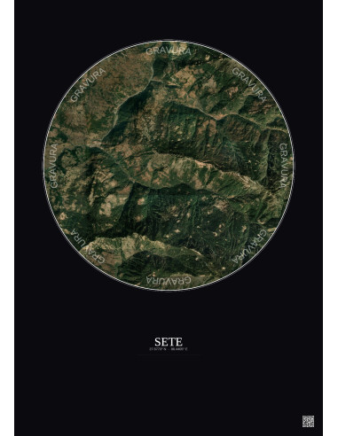 Affiche Sete – Poster vue satellite 5km Couleur | Gravura – Fond foncé