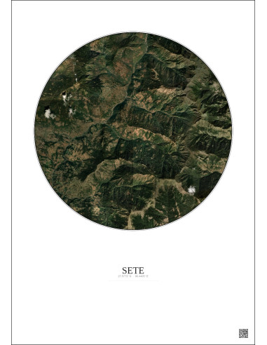 Affiche Sete – Poster vue satellite 10km Couleur | Gravura – Fond clair
